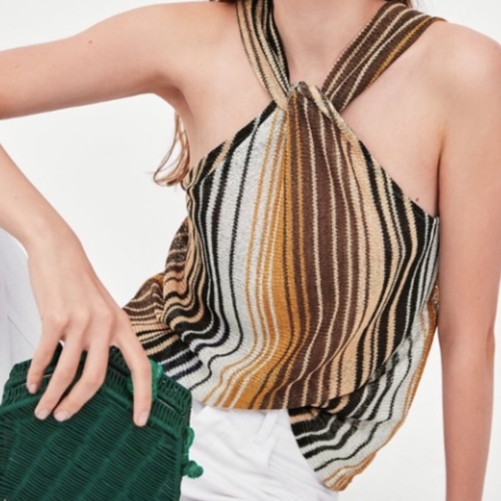 Zara neutral colors halter tank top